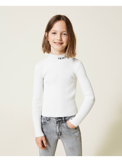 TWINSET Kids embroidered-logo ribbed top