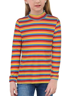 GORLYA Girl's Long Sleeve Soft Knit Mock Turtleneck Slim Fit Pullover Sweater Top for 4-14T Kids