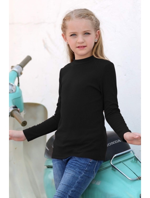 GORLYA Girl's Long Sleeve Soft Knit Mock Turtleneck Slim Fit Pullover Sweater Top for 4-14T Kids