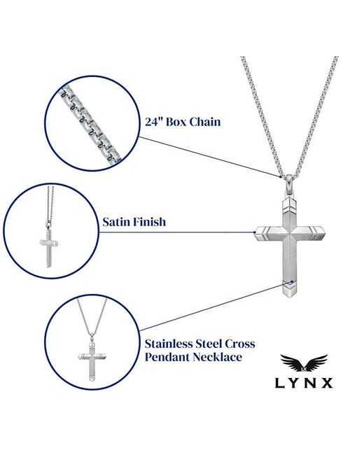 Men's LYNX Stainless Steel Cross Pendant Necklace