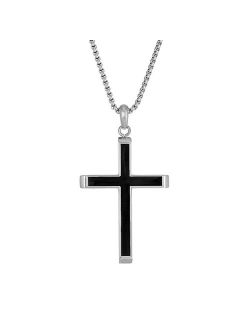 Two Tone Stainless Steel Cross Pendant Necklace