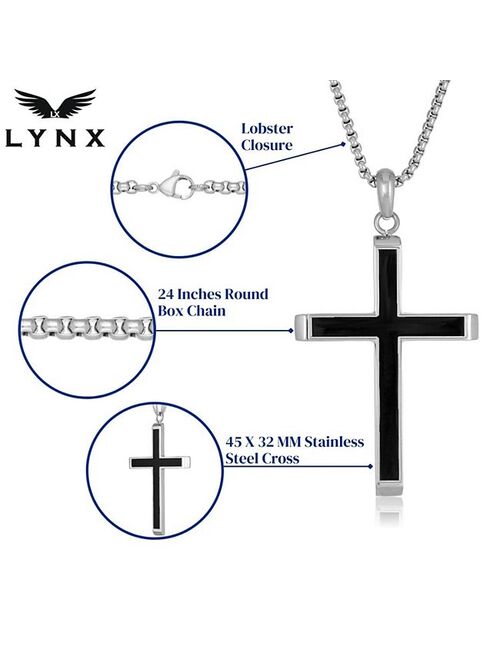 Men's LYNX Two Tone Stainless Steel Cross Pendant Necklace