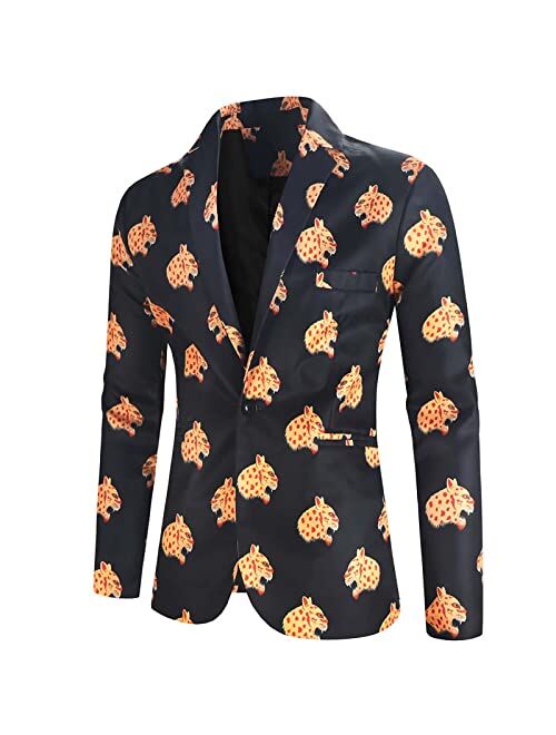 Nzwiluns Men's 2 Piece Suit Set Fashion Floral Print One Button Slim Fit Suit Jacket and Pants for Wedding Party Dinner Prom