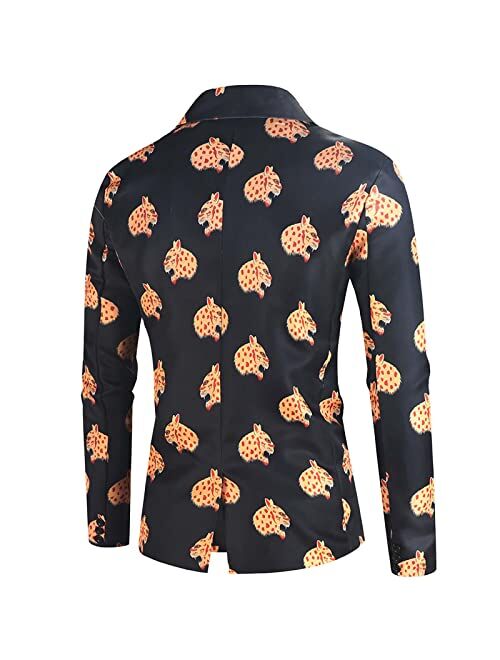 Nzwiluns Men's 2 Piece Suit Set Fashion Floral Print One Button Slim Fit Suit Jacket and Pants for Wedding Party Dinner Prom