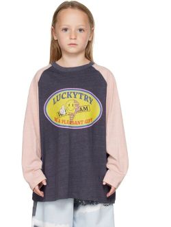 LUCKYTRY Kids Purple Ice Cream Long Sleeve T-Shirt