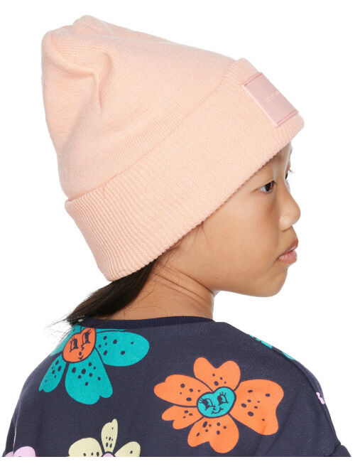 MARC JACOBS Kids Pink Logo Patch Beanie