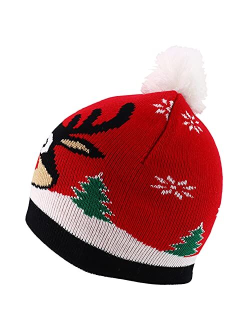 Trendy Apparel Shop 7 Styles Kids Christmas Winter Short Beanies with Pompom