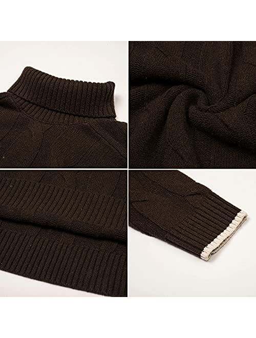 GRACE KARIN Men Turtleneck Sweater Raglan Sleeve Cable Knit Pullover Sweaters