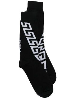 Greca-pattern cotton socks
