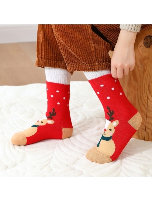 Toiwrudo 5 Pairs of Kids Christmas Socks,16 Days of Funny Children Christmas Socks for Boys, Girls, Baby and Toddler Cotton Socks