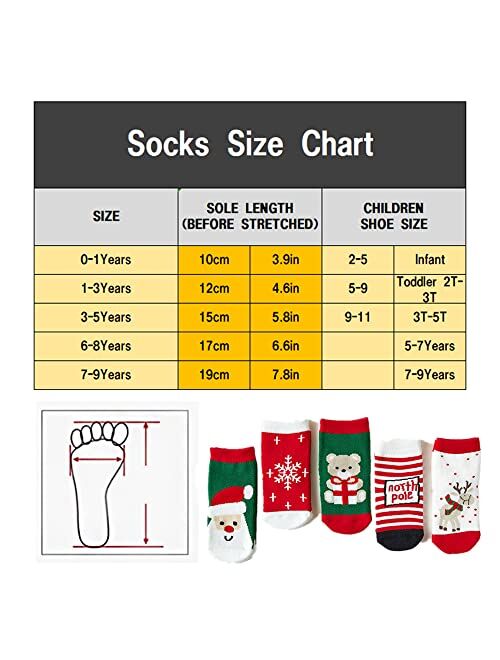 Norinori Christmas Socks Baby&Toddler Socks - Winter Warm Socks 5 Pairs Unisex Soft For Infant Toddler kids Boys Girls Gift