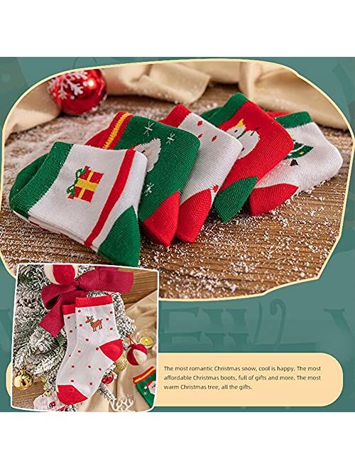 Liboli 5 Pairs of Christmas Socks Santa Claus Cotton Socks, Xmas Socks for Kids Boys Girls