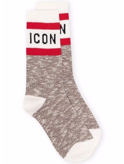 Icon-intarsia knitted socks