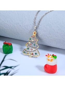 Christmas Necklace MUSECLOUD 925 Sterling Silver Christmas Tree Necklace For Women White Gold Plated Christmas Tree Pendant Christmas Jewelry Gift