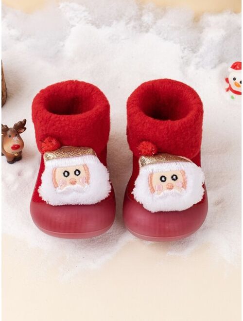 Shein Girls Christmas Santa Claus Decor Thermal Lined Sock Sneakers