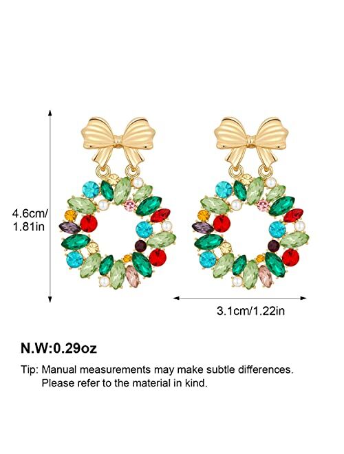 Hessawell Christmas Earrings Christmas Tree Snowflake Reindeer Stud Earrings Xmas Claus Couple Holiday Statement Dangle Drop Earrings For Women Girls Party New Year Jewel