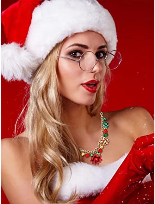 Roe Dolph Christmas Necklace Earrings Set for Women Jingle Bell Necklace Earrings Bow Pendant Neckalce Gliter X-mas Neckalce Earrings for Teen Girls Holiday Earrings Chri