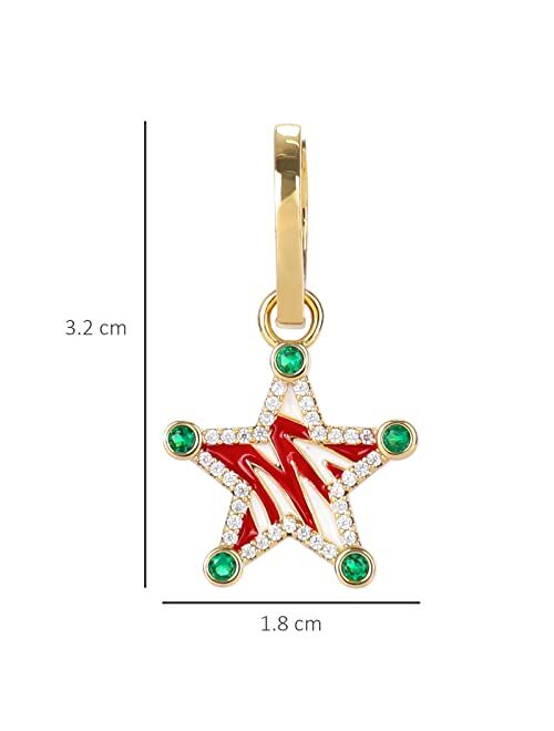 Ideajoy Christmas Earrings, Gold Christmas Tree Earrings for Women, 14K Gold Artistic Christmas Star Holiday Jewelry with 925 Silver Post for Women Girls Gifts
