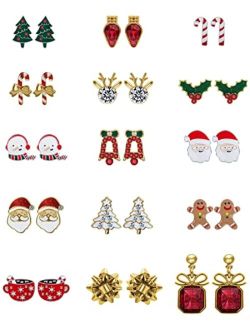 Cisyino Christmas Earrings for Women Girls Colorful Christmas Light Bulb Earrings Christmas Tassel Beaded Earrings Dangle Christmas Stud Earrings Set Acrylic Colorful Flo