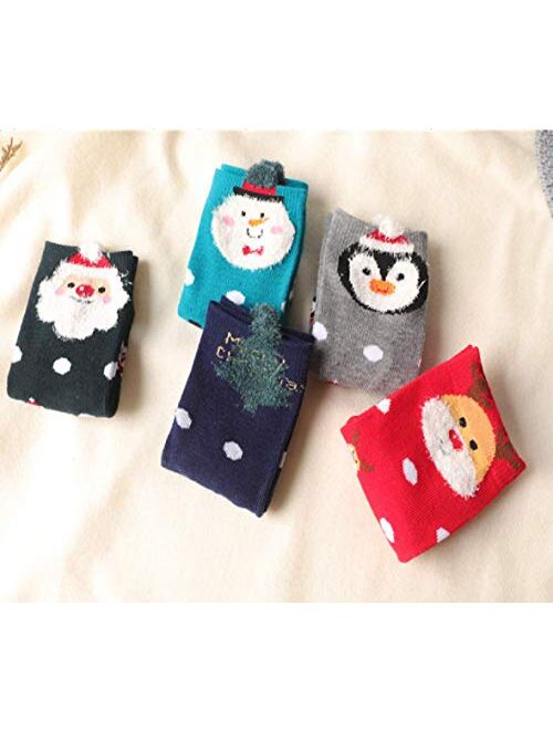 Yvinak Unisex Kids Cartoon Christmas Winter Cute Socks Children Toddler Girls Boys Xmas Funny Winter Warm Socks