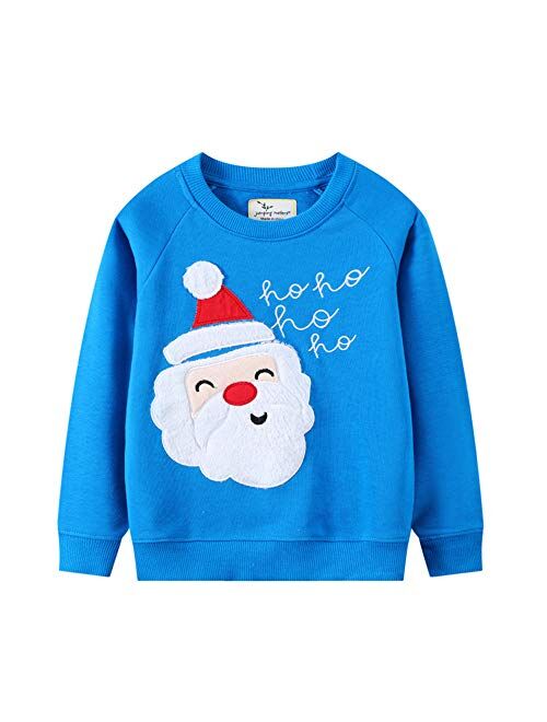 Cm-Kid Toddler Boys Sweatshirt Christmas Sweater Shirt Kids Santa Claus Reindeer Pullover Long Sleeve Tops Xmas Clothes Size 2-7T