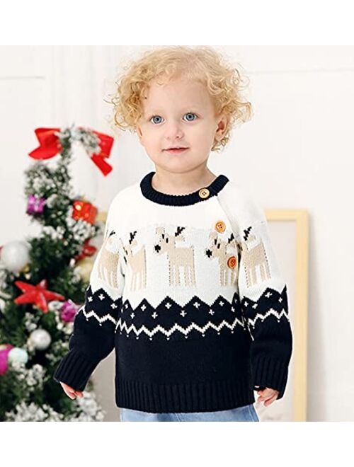 Gavol Toddle Baby Girl Boy Christmas Outfit Baby Girl Boy Christmas Sweater Sweatshirt Warm Crewneck Winter Clothes