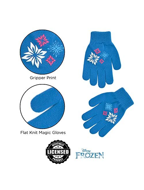 Disney Girls' Frozen Winter Hat and Kids Gloves Set, Elsa and Anna Beanie for Ages 4-7
