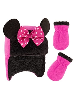 Girls Toddler Winter Hat and Mittens Set Ages 2-4 Or Minnie Mouse Hat and Kids Gloves Set for Ages 4-7