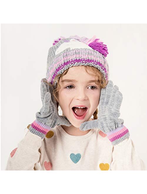 accsa Toddler Kids Girl Novelty Colorful Knit Unicorn Pony Beanie Hat Age