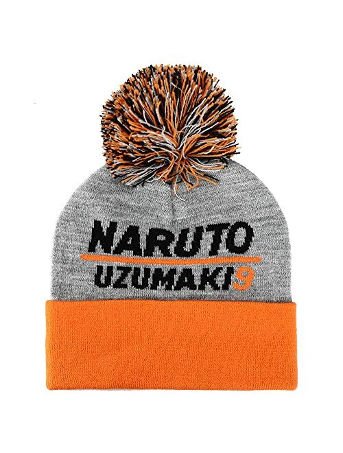 Bioworld Naruto Shippuden Cuffed Beanie Hat with Pom and Gloves Combo Set for Kids Multicolor