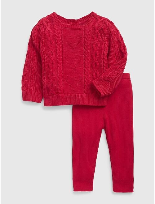 Gap Baby Heart Cable-Knit Sweater Outfit Set