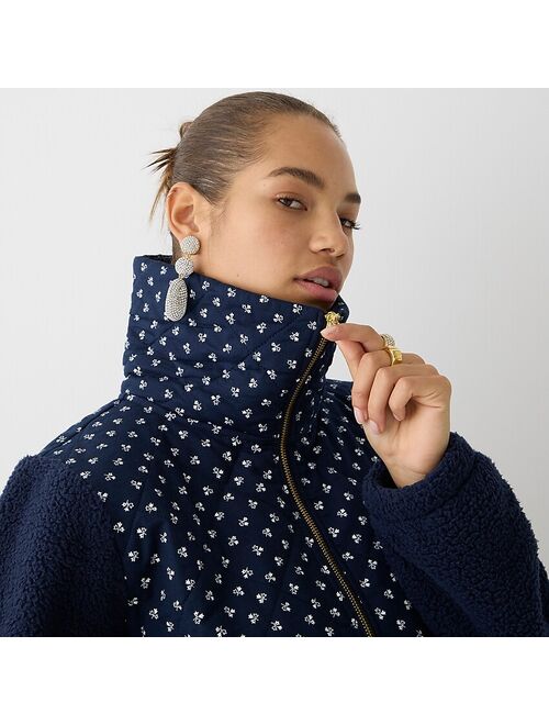J.Crew Quilted sherpa fleece half-zip pullover in print