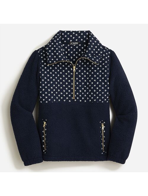 J.Crew Quilted sherpa fleece half-zip pullover in print