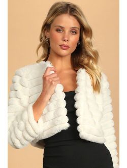 Live for Luxe Ivory Cropped Faux Fur Jacket