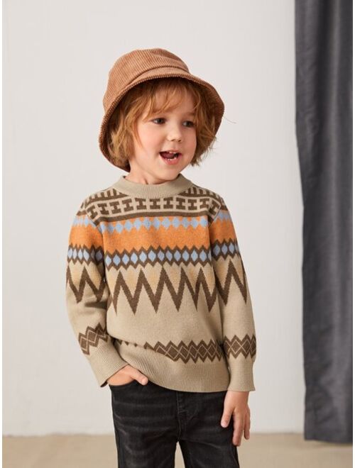 Shein Toddler Boys Geo Pattern Sweater