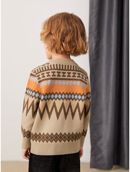 Shein Toddler Boys Geo Pattern Sweater