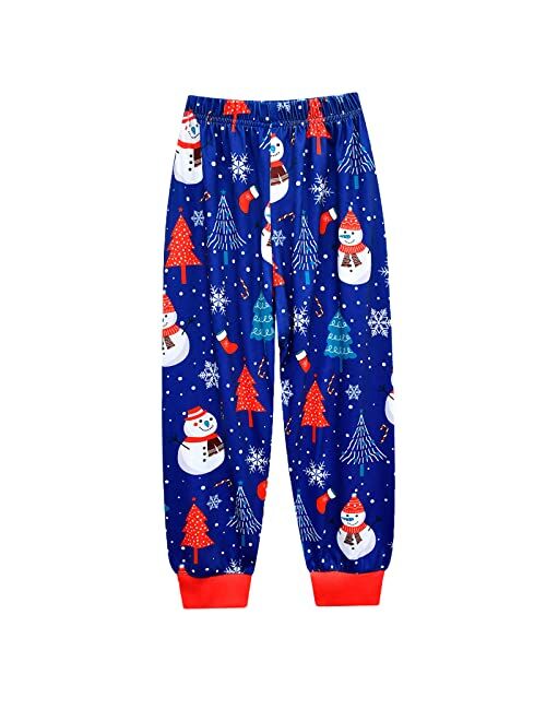 PIVERO Todller Christmas Matching Set Girls Boys Long Sleeve Cartoon Printed Casual Outfit Kids Christmas Gifts 2-13 Years