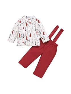 Generic Boys' 2-Piece Formal Suit Set Toddler Kids Girls Boys Infant Christmas Trees Long Sleeves Top Soild (Red, 2-3 Years)