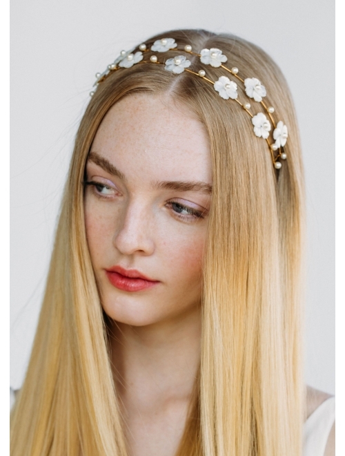 Jennifer Behr Zinnia mother-of-pearl flower headband
