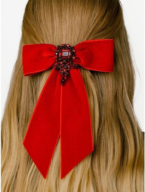 Jennifer Behr crystal-embellished velvet hair bow