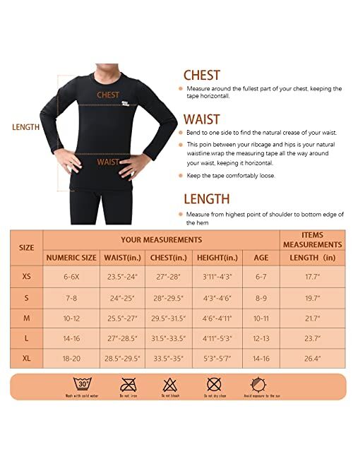 Rolimaka 2/3 Pack Boys' Girls' Thermal Compression Shirt Fleece Lined Base Layer Top Youth Long Sleeve Athletic Undershirt