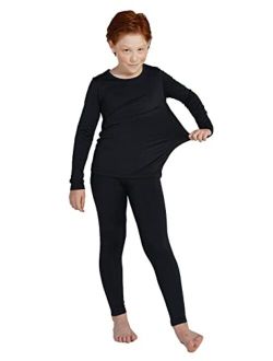 Boys Thermal Underwear Set, Fleece Lined Kids Long Johns Winter Base Layer Top & Bottom B03B18