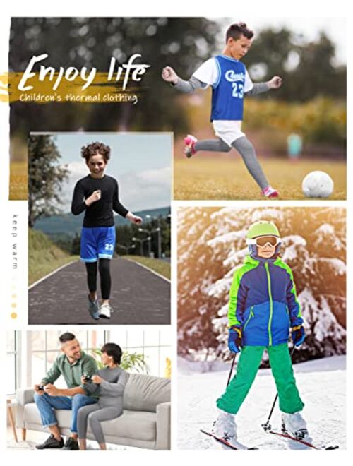 Roadbox Boys Thermal Underwear Sets - Ultra Soft FLeece Lined Long Johns Base Layer Top and Bottoms with Pockets