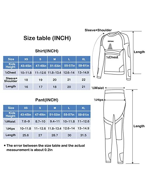 Nooyme Thermal Underwear for Kids Long Underwear Boys Girls Thermal Underwear Set, Kids Base Layer Kids Long Johns for Boys Girls