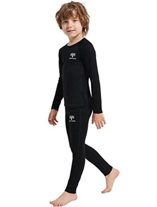 Adeptwool Boy Kids Merino Wool Base Layer Set Top and Bottom Thermal Underwear
