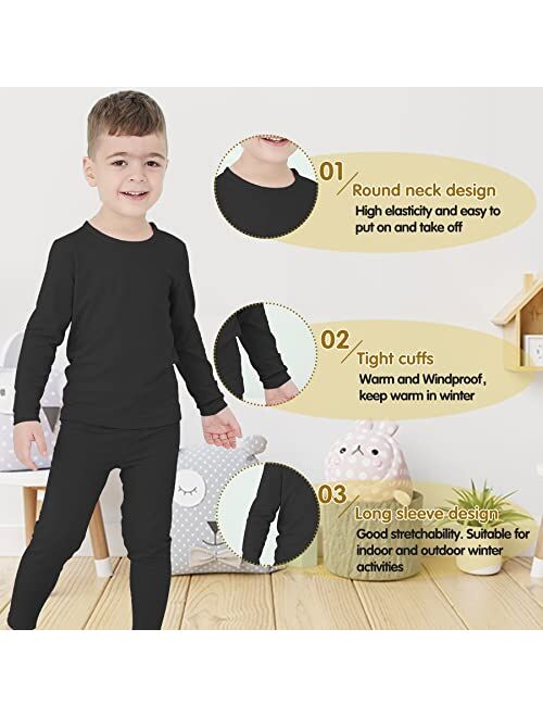 American Trends Boys Thermal Underwear Set Kids Long Johns Fleece Lined Boys Girls Base Layer Thermal Set for Winter