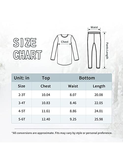 American Trends Boys Thermal Underwear Set Kids Long Johns Fleece Lined Boys Girls Base Layer Thermal Set for Winter