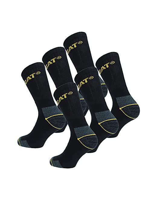 Caterpillar 6 Pairs Men's Work Socks - Accident Prevention, Reinforced Weft - Cotton