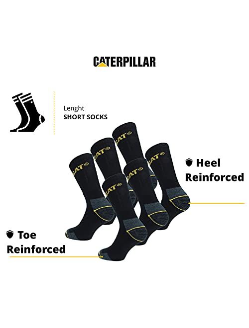 Caterpillar 6 Pairs Men's Work Socks - Accident Prevention, Reinforced Weft - Cotton
