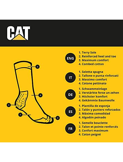 Caterpillar 6 Pairs Men's Work Socks - Accident Prevention, Reinforced Weft - Cotton